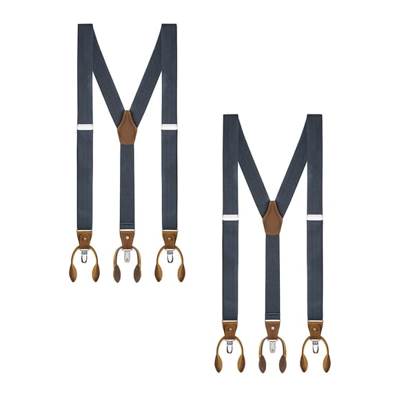Buyless Fashion 2 Pack Suspenders For Men - 48" Adjustable Straps 1 1/4" - Y Back With Clips And Buttons