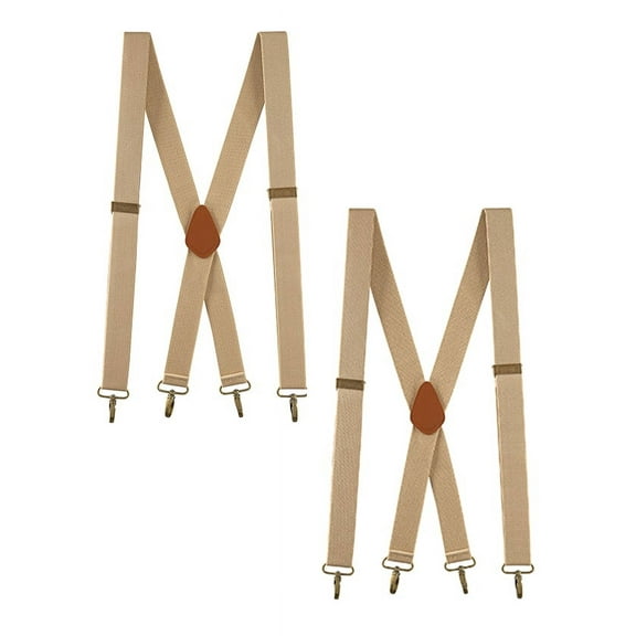 Buyless Fashion 2 Pack Suspenders for Men - 48" Adjustable Straps 1 1/4" - X Back with Metal Hooks