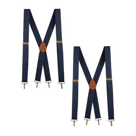 Buyless Fashion 2 Pack Suspenders for Men - 48" Adjustable Straps 1 1/4" - X Back with Metal Hooks