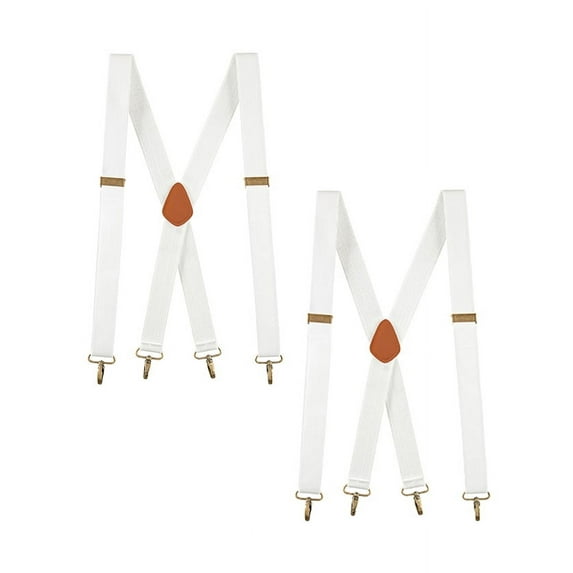 Buyless Fashion 2 Pack Suspenders for Men - 48" Adjustable Straps 1 1/4" - X Back with Metal Hooks