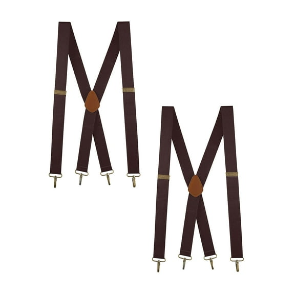 Buyless Fashion 2 Pack Suspenders for Men - 48" Adjustable Straps 1 1/4" - X Back with Metal Hooks