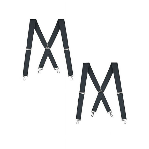 Buyless Fashion 2 Pack Suspenders for Men - 48" Elastic Adjustable Straps 1 1/4" - X Back with Metal Hooks - 5135-2-Gray