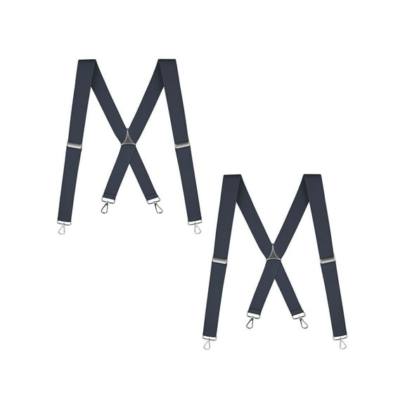 Buyless Fashion 2 Pack Suspenders for Men - 48" Elastic Adjustable Straps 1 1/4" - X Back with Metal Hooks - 5135-2-Denim-Blue