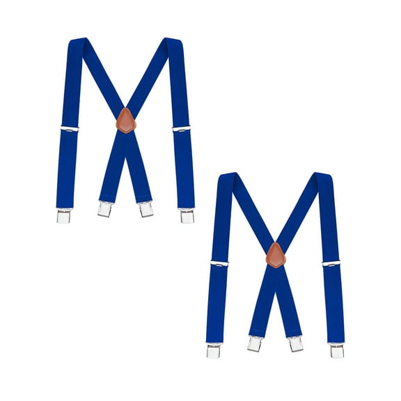 Buyless Fashion 2 Pack Suspenders for Men - 48" Elastic Adjustable Straps 1 1/4" - X Back - 5114-2-Royal-Blue