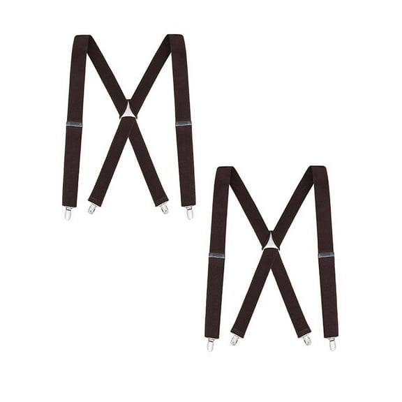 Buyless Fashion Suspenders for Men - 48" Elastic Adjustable Straps 1 1/4" - X Back - 5104-Black