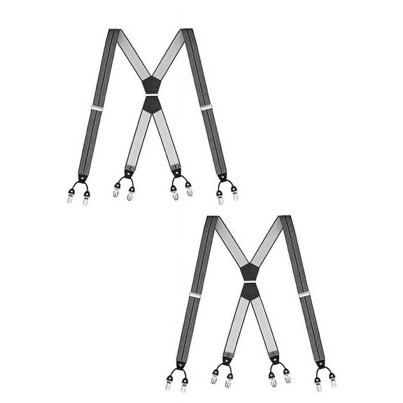 Buyless Fashion 2 Pack Suspenders for Men - 48" Elastic Adjustable Straps 1 1/4" - X Shape - 5133-2-Heather-Gray