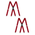 thumbnail image 1 of Buyless Fashion 2 Pack Suspenders for Men - 48" Elastic Adjustable Straps 1 1/4" - X Shape - 5134-2-Red, 1 of 7