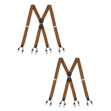 Buyless Fashion 2 Pack Suspenders for Men - 48" Elastic Adjustable Straps 1 1/4" - X Shape