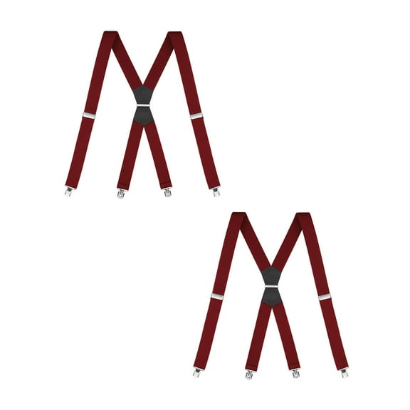 Buyless Fashion 2 Pack Suspenders for Men - 48" Elastic Adjustable Straps 1 1/4" - X Shape - 5134-2-Burgundy