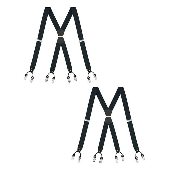 Buyless Fashion 2 Pack Suspenders for Men - 48" Elastic Adjustable Straps 1 1/4" - X Shape - 5133-2-Black
