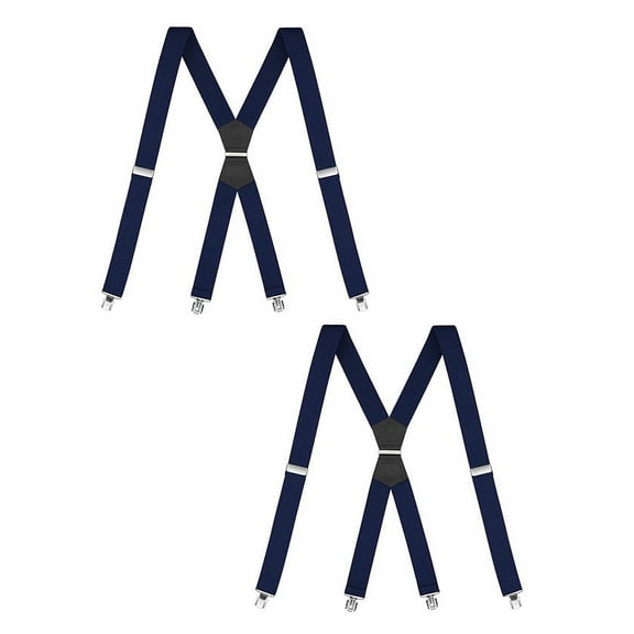Buyless Fashion 2 Pack Suspenders for Men - 48" Elastic Adjustable Straps 1 1/4" - X Shape - 5134-2-Navy