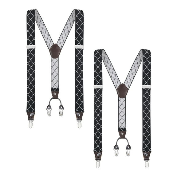 Buyless Fashion 2 Pack Suspenders for Men - 48" Elastic Adjustable Straps 1 1/4" - Y Shape