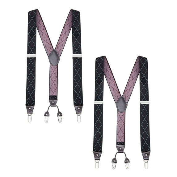 Buyless Fashion 2 Pack Suspenders for Men - 48" Elastic Adjustable Straps 1 1/4" - Y Shape