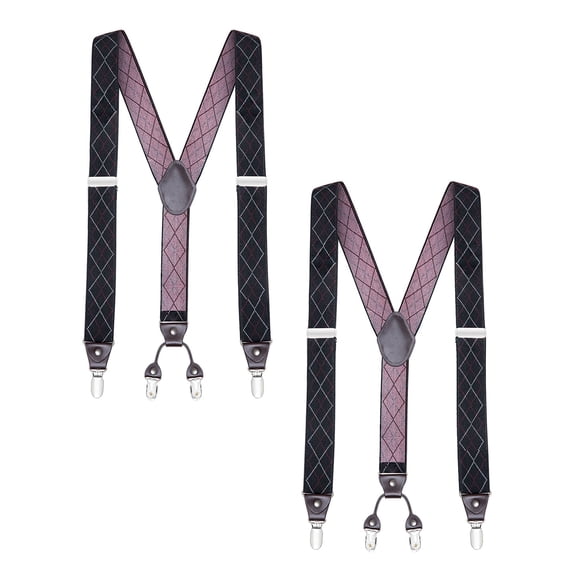 Buyless Fashion 2 Pack Suspenders for Men - 48" Elastic Adjustable Straps 1 1/4" - Y Shape