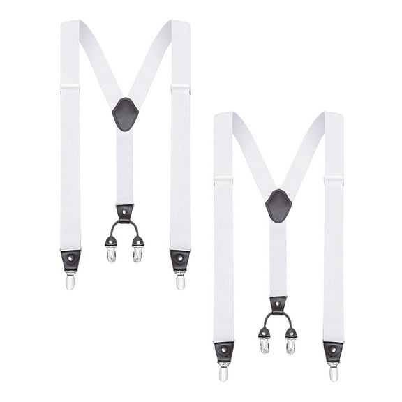 Buyless Fashion 2 Pack Suspenders for Men - 48" Elastic Adjustable Straps 1 1/4" - Y Shape