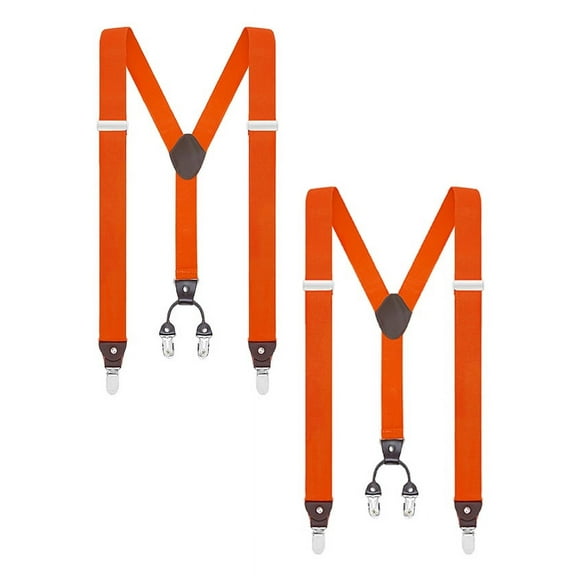 Buyless Fashion 2 Pack Suspenders for Men - 48" Elastic Adjustable Straps 1 1/4" - Y Shape