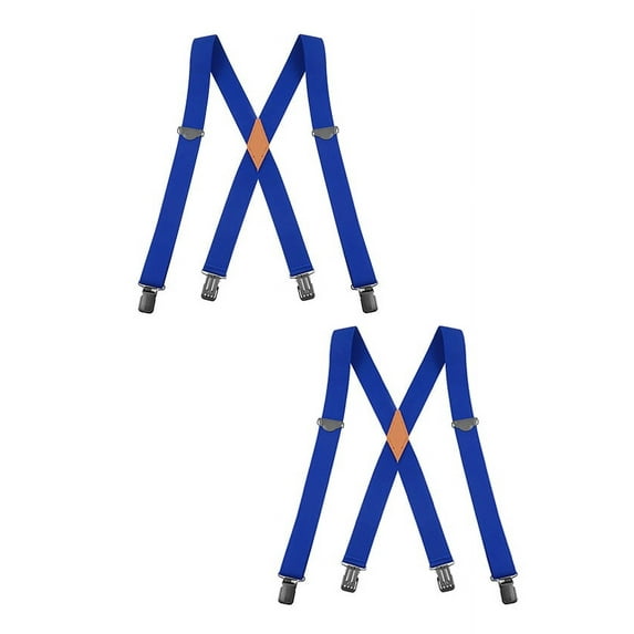 Buyless Fashion 2 pack Suspenders for Men - 48" Adjustable Straps 1 1/4" - X Back With Black Clips - 5142-2-Royal-Blue