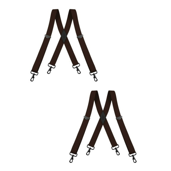 Buyless Fashion 2 pack Suspenders for Men - 48" Adjustable Straps 1 1/4" - X Back with Black Hooks - 5141-2-Brown