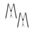 thumbnail image 1 of Buyless Fashion 2 pack Suspenders for Men - 48" Elastic Adjustable Straps 1 1/4" - Y Back with Metal Hooks - 5137-2-Heather-Gray, 1 of 7