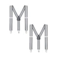 thumbnail image 1 of Buyless Fashion Adjustable 2 Pack Suspenders for Kids Toddlers Baby Elastic Solid Color 1 Inch - Y Back Design - 5102-2-Gray-White-Stripe-26, 1 of 7