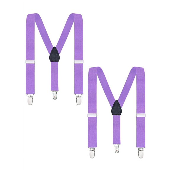 Buyless Fashion Adjustable 2 Pack Suspenders for Kids Toddlers Baby Elastic Solid Color 1 Inch - Y Back Design - 5102-2-Lavender-26