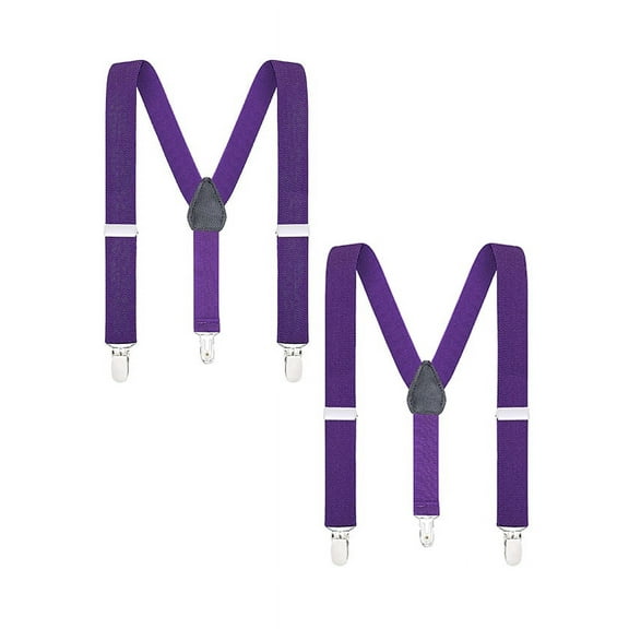 Buyless Fashion Adjustable 2 Pack Suspenders for Kids Toddlers Baby Elastic Solid Color 1 Inch - Y Back Design - 5102-2-Purple-26
