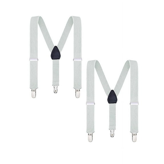 Buyless Fashion Adjustable 2 Pack Suspenders for Kids Toddlers Baby Elastic Solid Color 1 Inch - Y Back Design - 5102-2-Gray-26