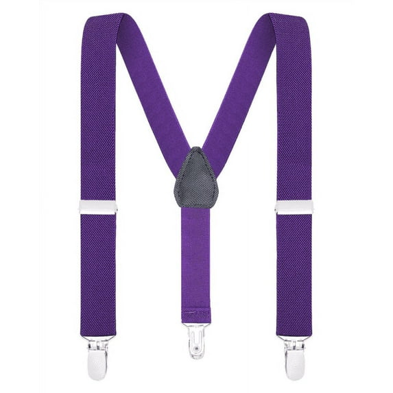 Buyless Fashion Adjustable Suspenders for Kids Toddlers Baby Elastic Solid Color 1 Inch - Y Back Design - 5102-Purple-26