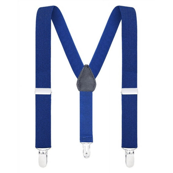 Buyless Fashion Adjustable Suspenders for Kids Toddlers Baby Elastic Solid Color 1 Inch - Y Back Design - 5102-Royal-Blue-30
