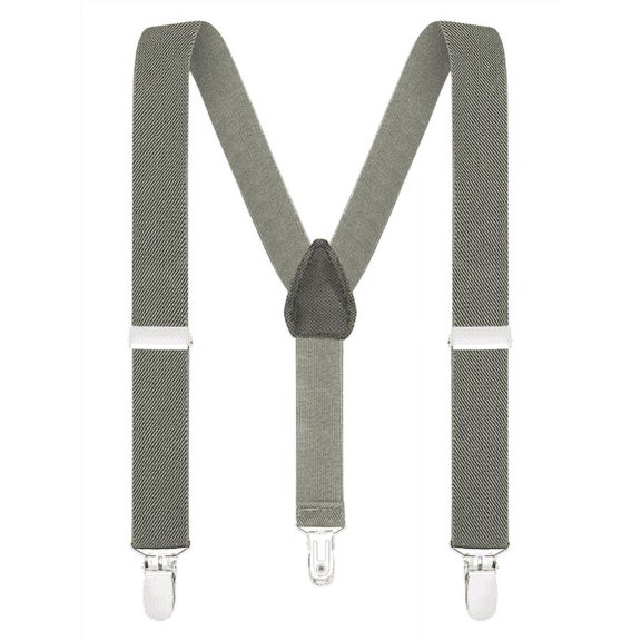Buyless Fashion Adjustable Suspenders for Kids Toddlers Baby Elastic Solid Color 1 Inch - Y Back Design - 5102-Charcoal-Gray-22