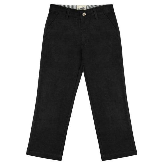 Buyless Fashion Boys Pants Flat Front Fit Casual Corduroy Solid Color - 19W1824-BLK-24M Black