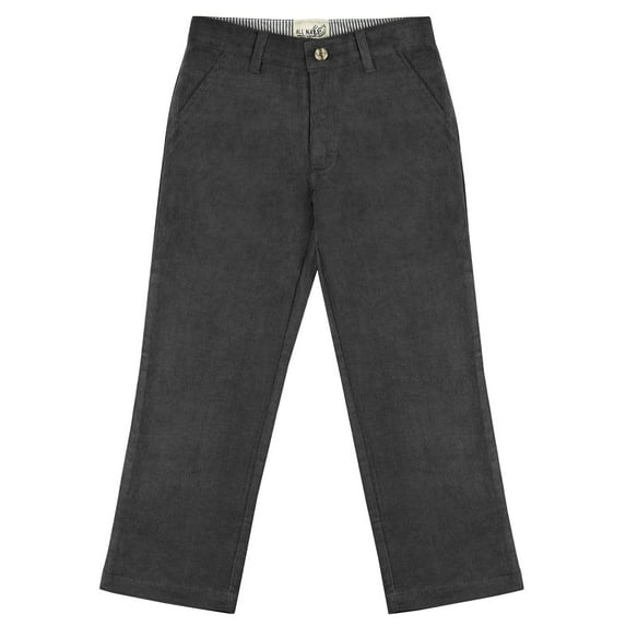 Buyless Fashion Boys Pants Flat Front Fit Casual Corduroy Solid Color - 19W1824-CHG-8 Charcoal Gray