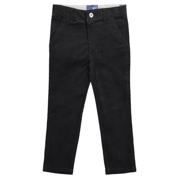 Buyless Fashion Boys Pants Flat Front Slim Fit Casual Corduroy Solid Color - 19W1824-F-BLK-5 Black