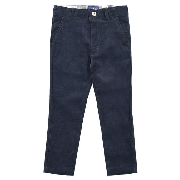 Buyless Fashion Boys Pants Flat Front Slim Fit Casual Corduroy Solid Color - 19W1824-F-NVY-14 Navy