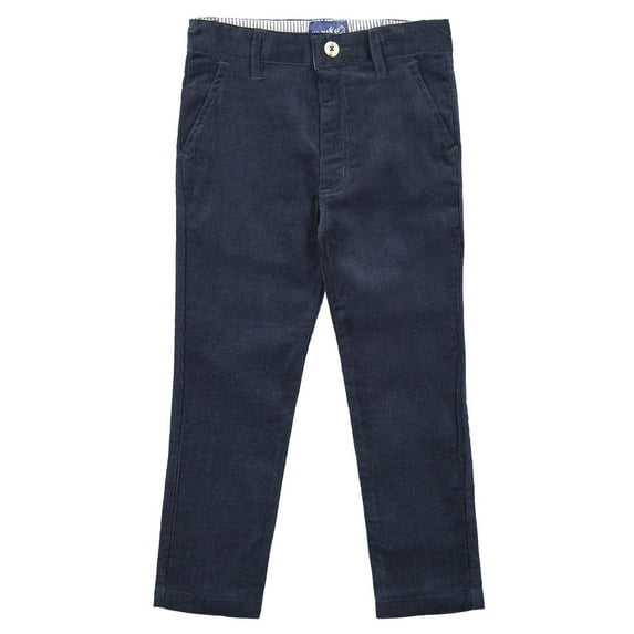Buyless Fashion Boys Pants Flat Front Slim Fit Casual Corduroy Solid Color - 19W1824-F-NVY-8 Navy