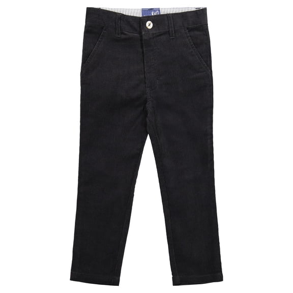 Buyless Fashion Boys Pants Flat Front Slim Fit Casual Corduroy Solid Color - 19W1824-F-BLK-4 Black