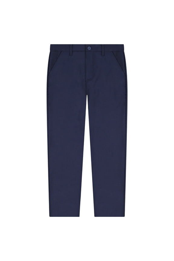 Boys Regular Fit Formal Flat Front Poly Viscose Classic Long Pants - 20S1824-NVY-6