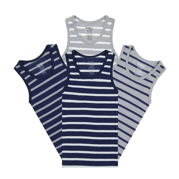 Buyless Fashion Boys Scoop Neck Tagless Undershirts Soft Cotton Tank Top (4 Pack)