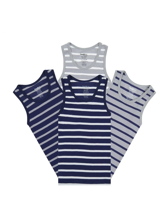 Boys Scoop Neck Tagless Undershirts Soft Cotton Tank Top (4 Pack)