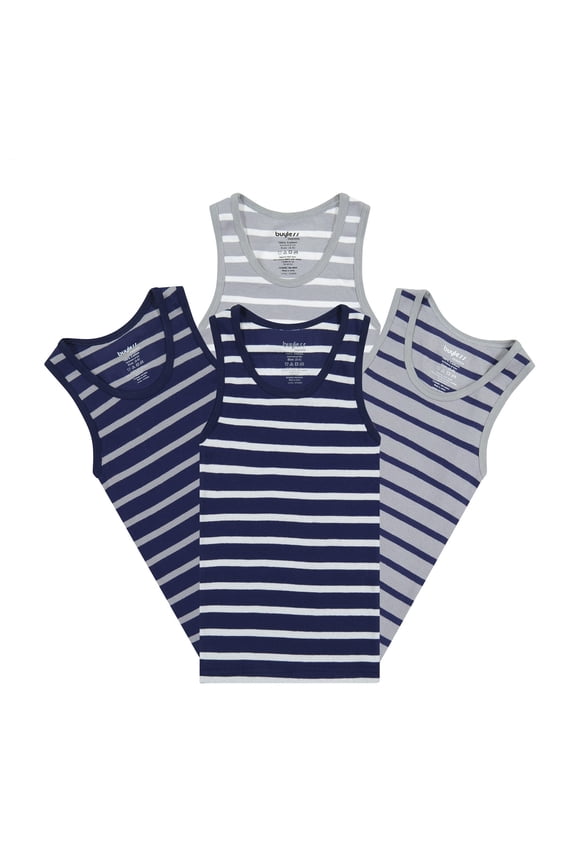 Boys Scoop Neck Tagless Undershirts Soft Cotton Tank Top (4 Pack)