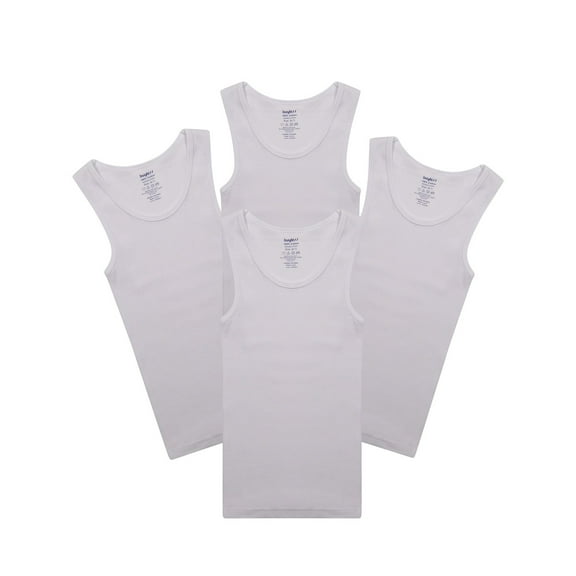 Buyless Fashion Boys Scoop Neck Tagless Undershirts Soft Cotton Tank Top (4 Pack)