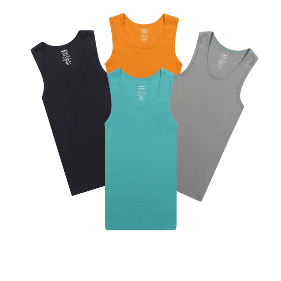 Buyless Fashion Boys Scoop Neck Tagless Undershirts Soft Cotton Tank Top (4 Pack)
