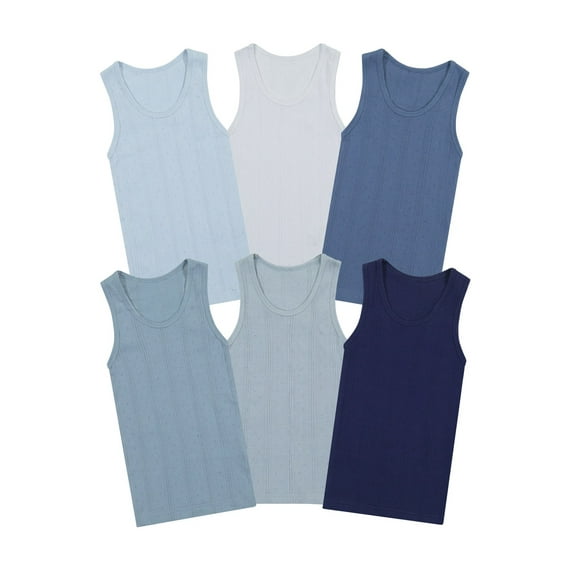 Buyless Fashion Boys Scoop Neck Tagless Undershirts Soft Cotton Tank Top  (6 Pack)  3-4