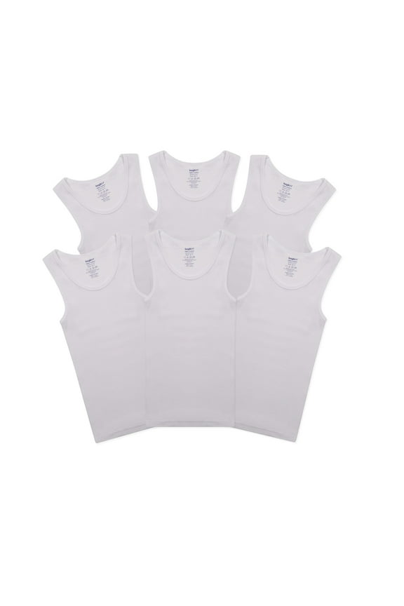 Boys Scoop Neck Tagless Undershirts Soft Cotton Tank Top (6 Pack) 1-2