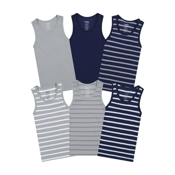Buyless Fashion Boys Scoop Neck Tagless Undershirts Soft Cotton Tank Top  (6 Pack)  1-2