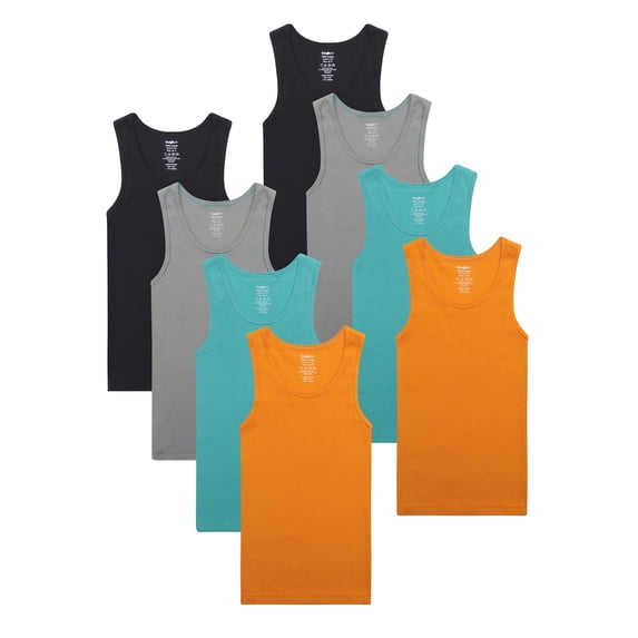 Buyless Fashion Boys Scoop Neck Tagless Undershirts Soft Cotton Tank Top (8 Pack) 1-2