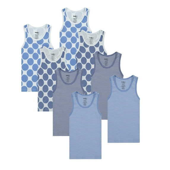 Buyless Fashion Boys Scoop Neck Tagless Undershirts Soft Cotton Tank Top (8 Pack) 1-2
