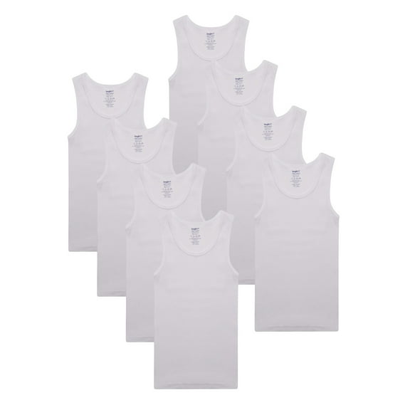 Buyless Fashion Boys Scoop Neck Tagless Undershirts Soft Cotton Tank Top (8 Pack) 4-5