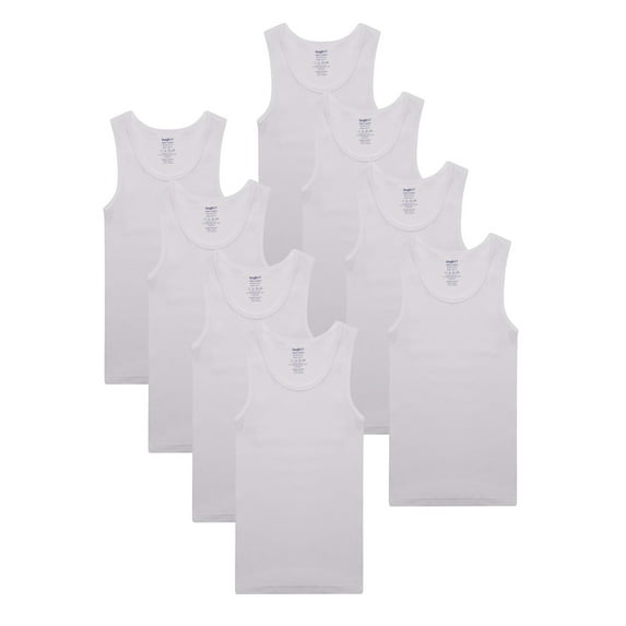 Buyless Fashion Boys Scoop Neck Tagless Undershirts Soft Cotton Tank Top (8 Pack) 5-6