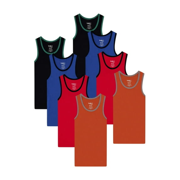 Buyless Fashion Boys Scoop Neck Tagless Undershirts Soft Cotton Tank Top (8 Pack) 4-5
